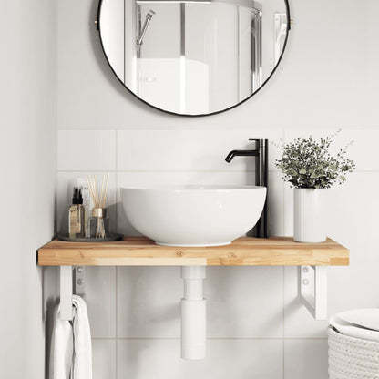 Basin Shelf Wall Mounted Steel and Solid Wood Acacia