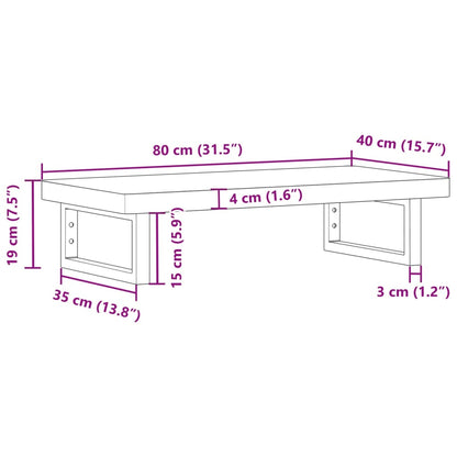 Basin Shelf Wall Mounted Steel and Solid Wood Acacia