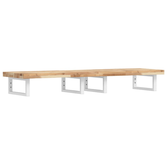 Basin Shelf Wall Mounted Steel and Solid Wood Acacia