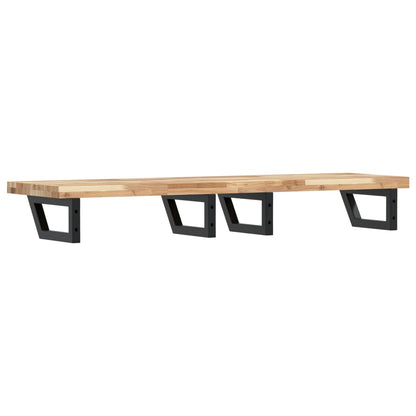 Basin Shelf Wall Mounted Steel and Solid Wood Acacia