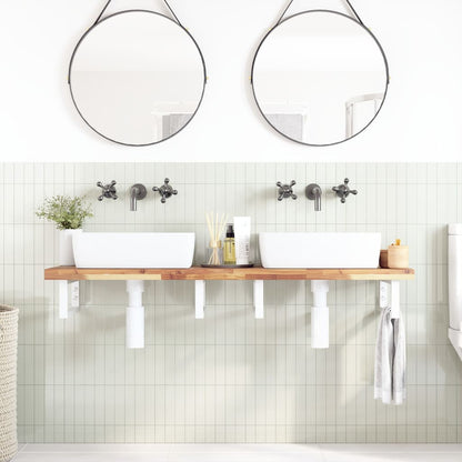Basin Shelf Wall Mounted Steel and Solid Wood Acacia