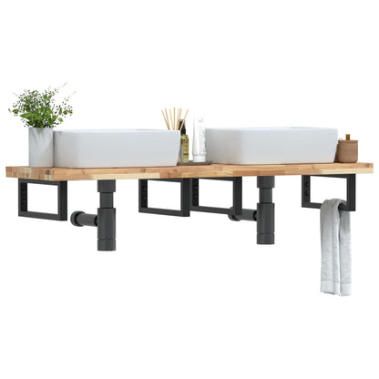 Basin Shelf Wall Mounted Steel and Solid Wood Acacia