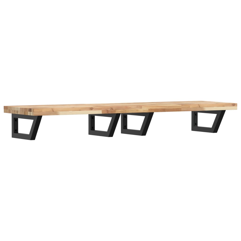 Basin Shelf Wall Mounted Steel and Solid Wood Acacia