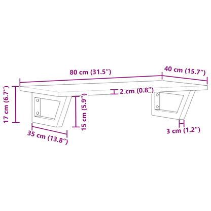 Basin Shelf Wall Mounted Steel and Solid Wood Acacia