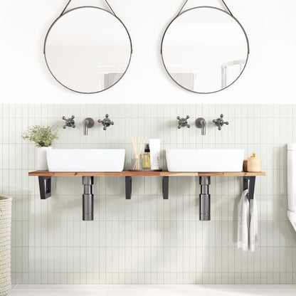 Basin Shelf Wall Mounted Steel and Solid Wood Acacia