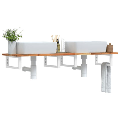 Basin Shelf Wall Mounted Steel and Solid Wood Acacia