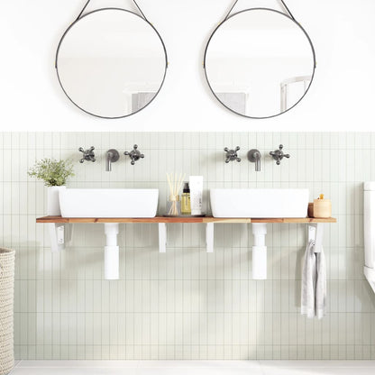 Basin Shelf Wall Mounted Steel and Solid Wood Acacia