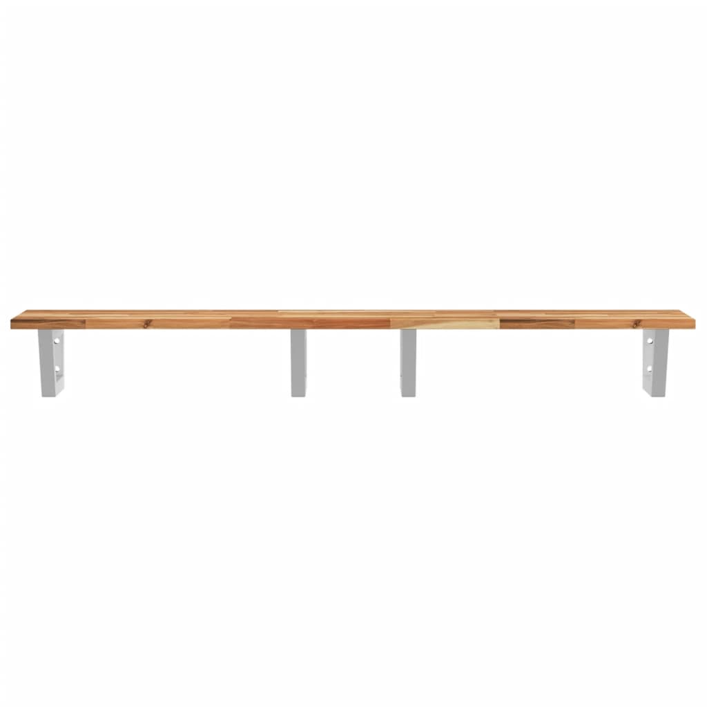 Basin Shelf Wall Mounted Steel and Solid Wood Acacia