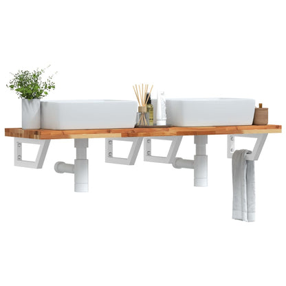 Basin Shelf Wall Mounted Steel and Solid Wood Acacia