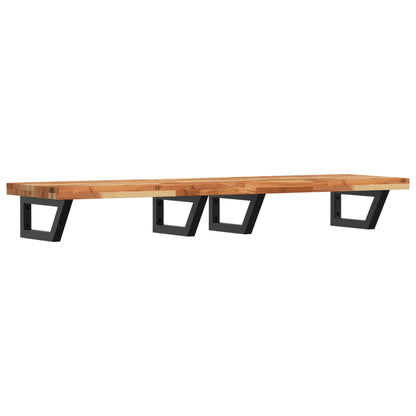 Basin Shelf Wall Mounted Steel and Solid Wood Acacia
