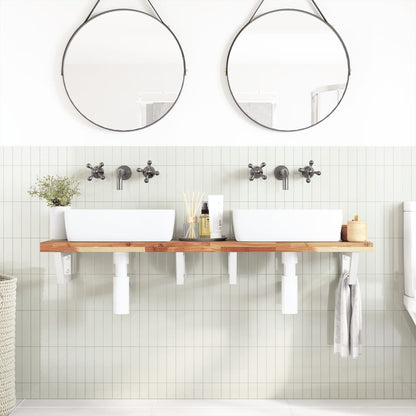 Basin Shelf Wall Mounted Steel and Solid Wood Acacia