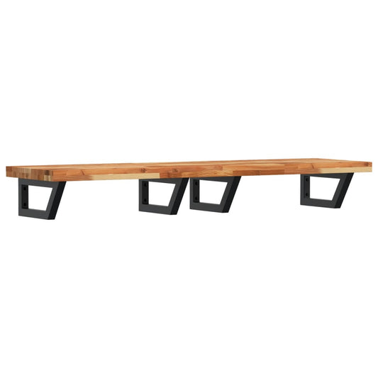 Basin Shelf Wall Mounted Steel and Solid Wood Acacia