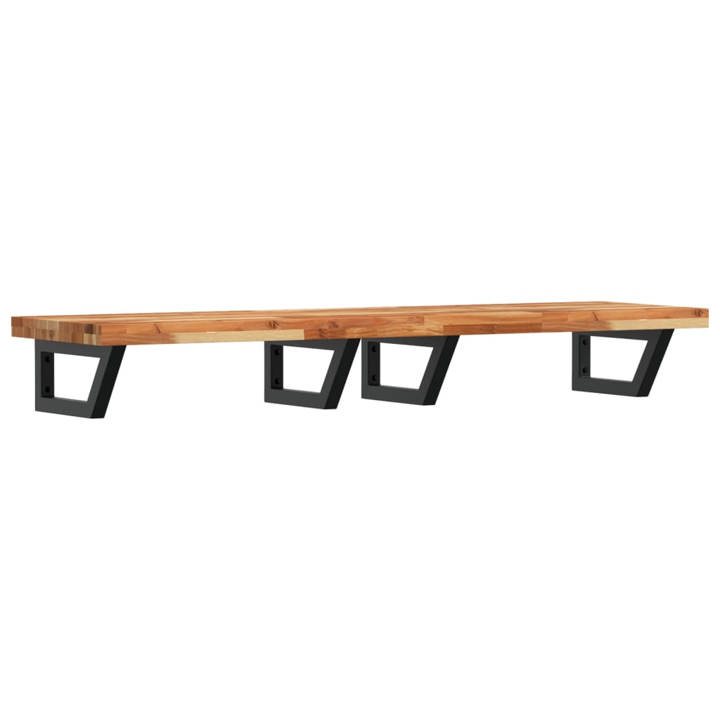 Basin Shelf Wall Mounted Steel and Solid Wood Acacia