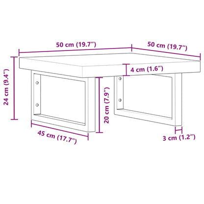 Basin Shelf Wall Mounted Steel and Solid Wood Acacia