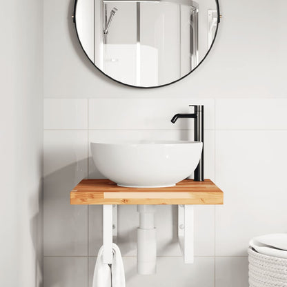 Basin Shelf Wall Mounted Steel and Solid Wood Acacia