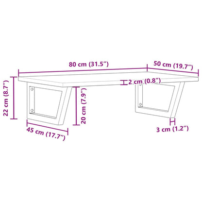 Basin Shelf Wall Mounted Steel and Solid Wood Acacia