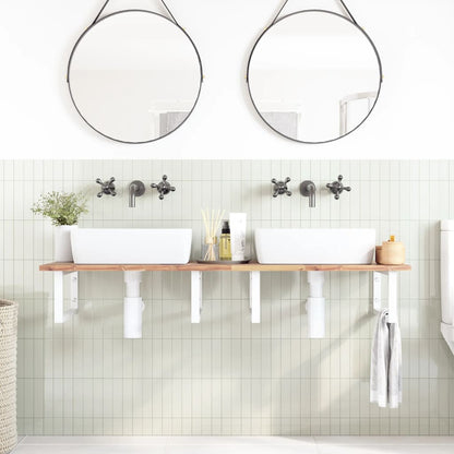 Basin Shelf Wall Mounted Steel and Solid Wood Acacia
