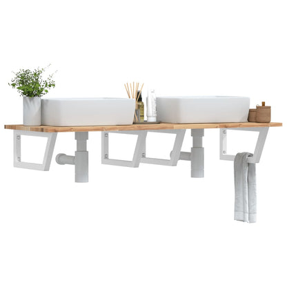 Basin Shelf Wall Mounted Steel and Solid Wood Acacia