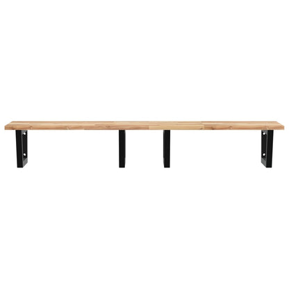 Basin Shelf Wall Mounted Steel and Solid Wood Acacia