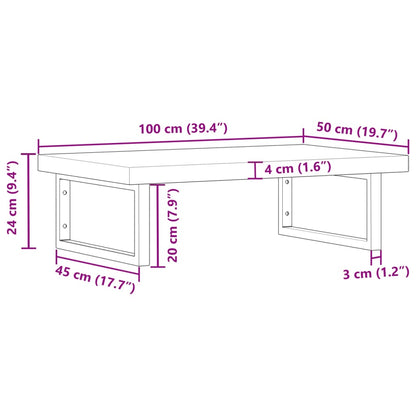 Basin Shelf Wall Mounted Steel and Solid Wood Acacia