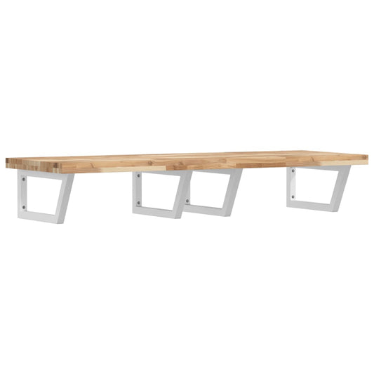 Basin Shelf Wall Mounted Steel and Solid Wood Acacia