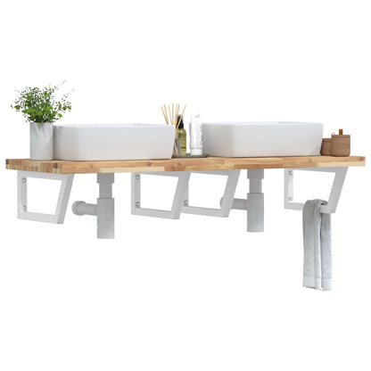 Basin Shelf Wall Mounted Steel and Solid Wood Acacia