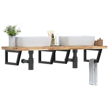 Basin Shelf Wall Mounted Steel and Solid Wood Acacia