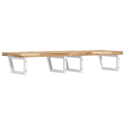 Basin Shelf Wall Mounted Steel and Solid Wood Acacia