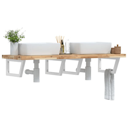 Basin Shelf Wall Mounted Steel and Solid Wood Acacia