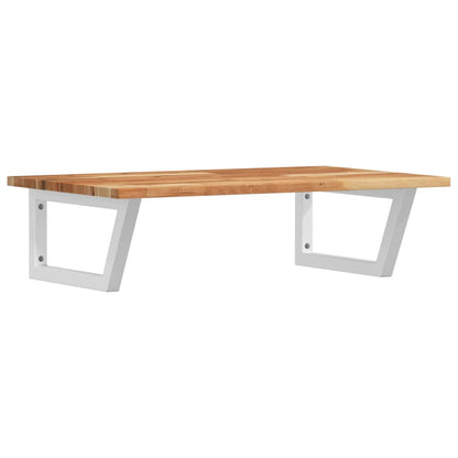 Basin Shelf Wall Mounted Steel and Solid Wood Acacia