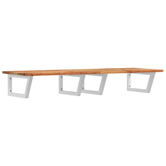 Basin Shelf Wall Mounted Steel and Solid Wood Acacia