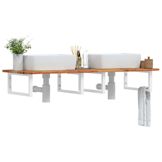 Basin Shelf Wall Mounted Steel and Solid Wood Acacia