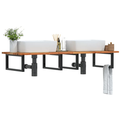 Basin Shelf Wall Mounted Steel and Solid Wood Acacia