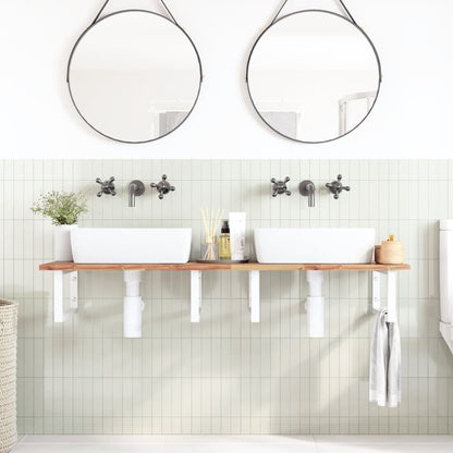Basin Shelf Wall Mounted Steel and Solid Wood Acacia