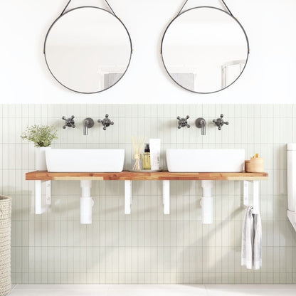 Basin Shelf Wall Mounted Steel and Solid Wood Acacia