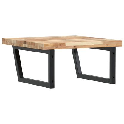Basin Shelf Wall Mounted Steel and Solid Wood Acacia