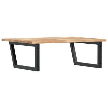 Basin Shelf Wall Mounted Steel and Solid Wood Acacia