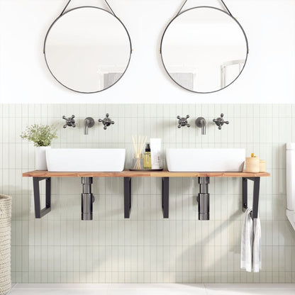 Basin Shelf Wall Mounted Steel and Solid Wood Acacia