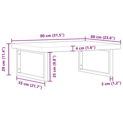 Basin Shelf Wall Mounted Steel and Solid Wood Acacia