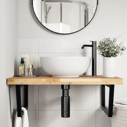 Basin Shelf Wall Mounted Steel and Solid Wood Acacia