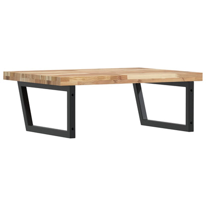 Basin Shelf Wall Mounted Steel and Solid Wood Acacia