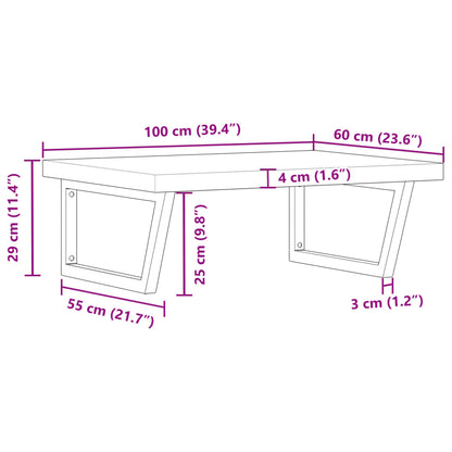 Basin Shelf Wall Mounted Steel and Solid Wood Acacia