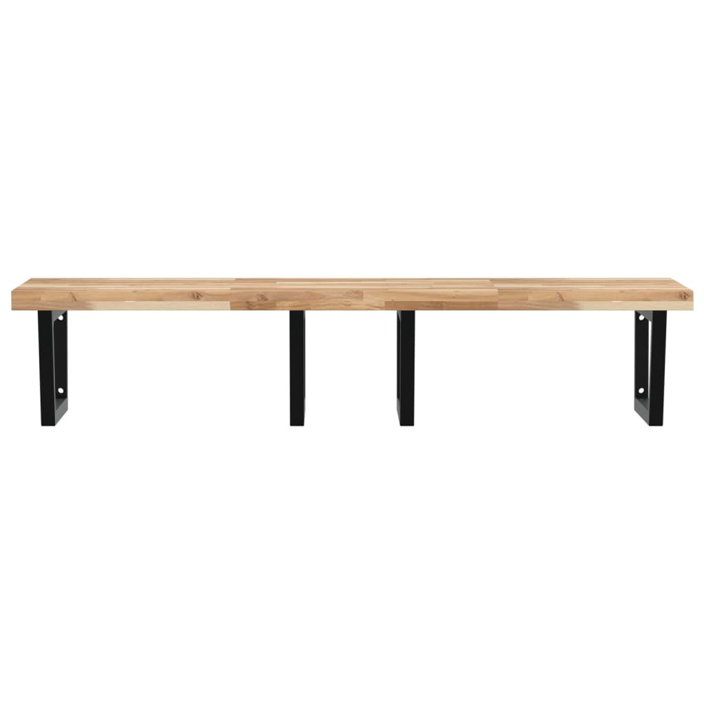 Basin Shelf Wall Mounted Steel and Solid Wood Acacia