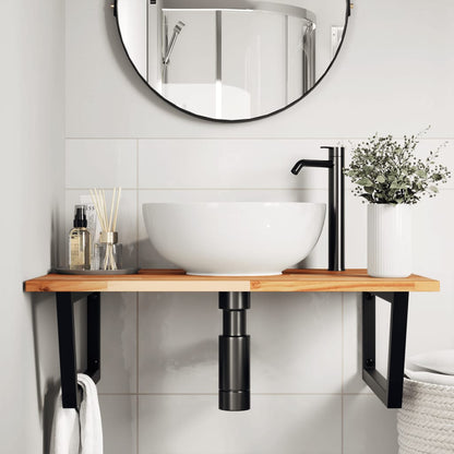 Basin Shelf Wall Mounted Steel and Solid Wood Acacia