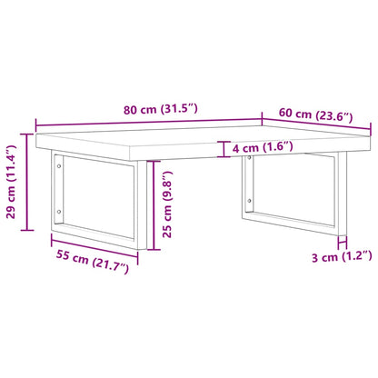 Basin Shelf Wall Mounted Steel and Solid Wood Acacia