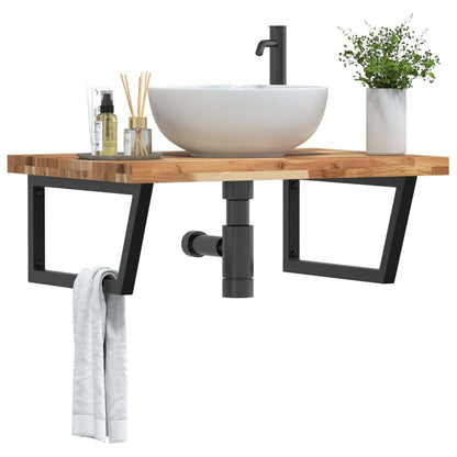 Basin Shelf Wall Mounted Steel and Solid Wood Acacia