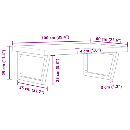 Basin Shelf Wall Mounted Steel and Solid Wood Acacia