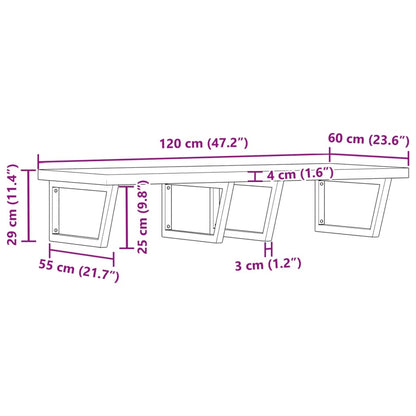 Basin Shelf Wall Mounted Steel and Solid Wood Acacia