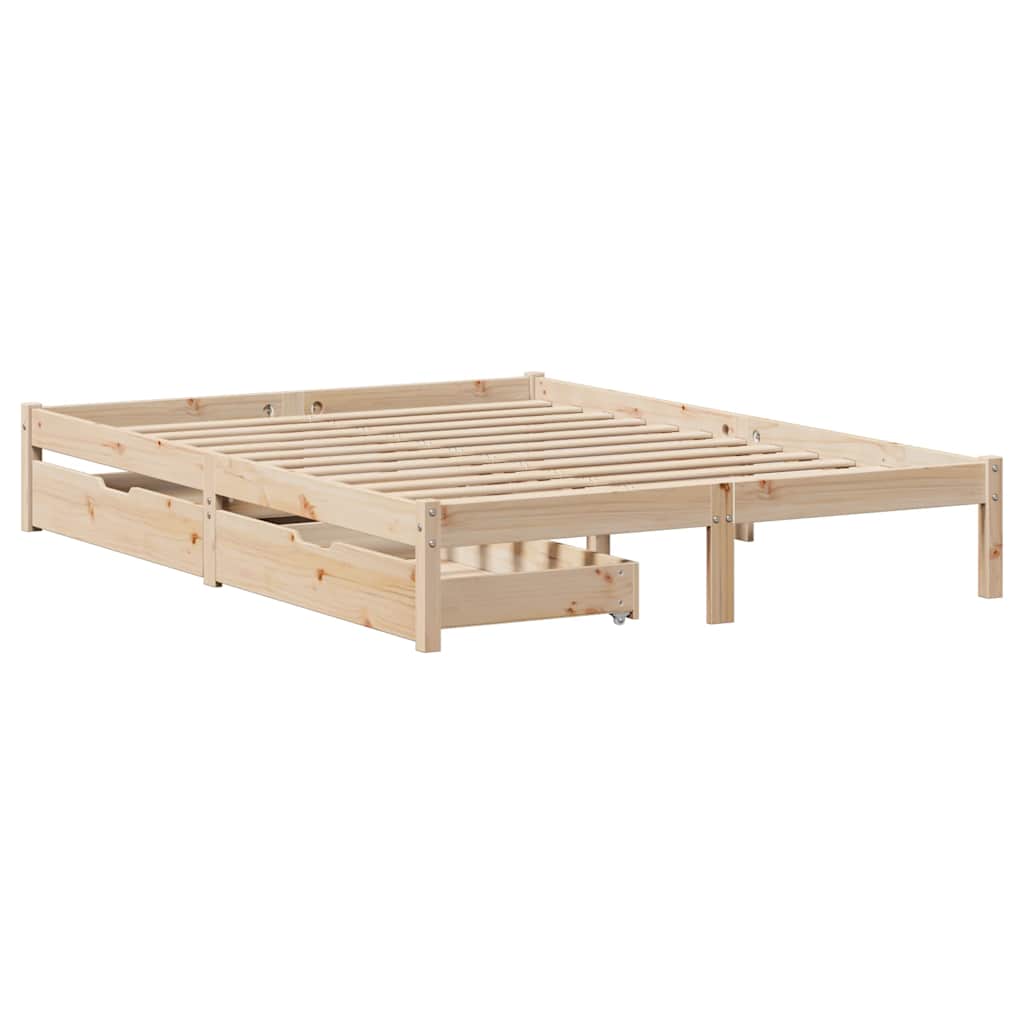 Bed Frame without Mattress 135x190 cm Double Solid Wood Pine
