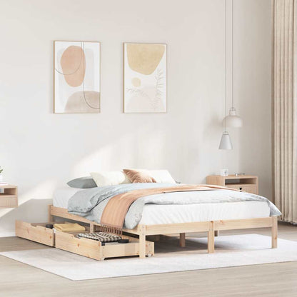 Bed Frame without Mattress 135x190 cm Double Solid Wood Pine